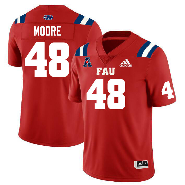 Florida Atlantic Owls #48 Zeke Moore College Football Jerseys Stitched Sale-Red